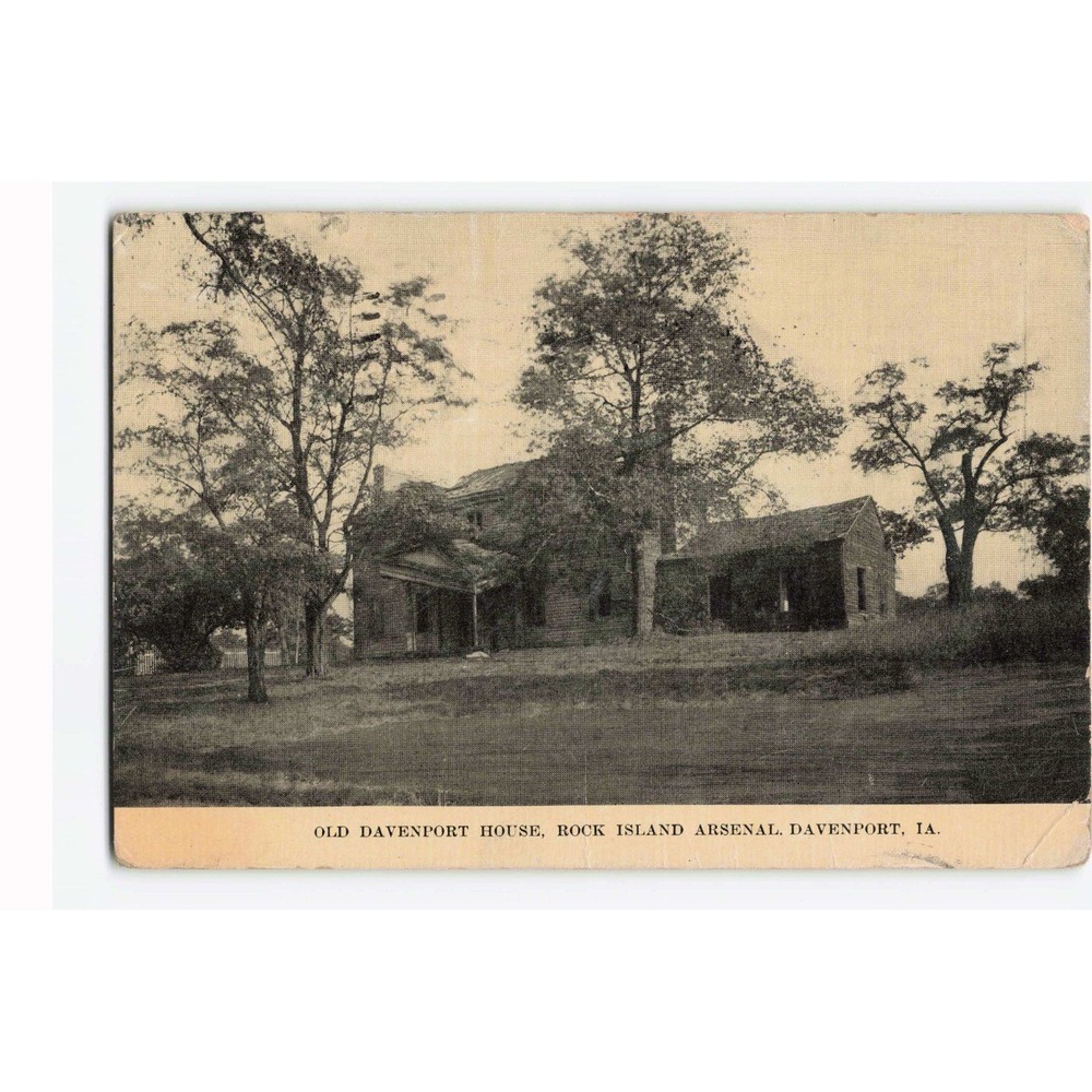 Old Davenport House Rock Island Arsenal Davenport Iowa Vintage Postcard 1913